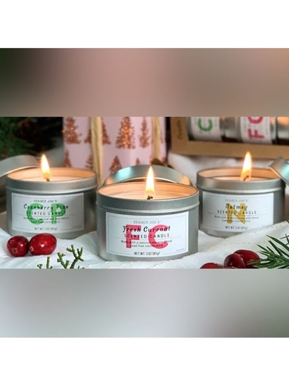 Trader Joe’s Holiday Scented Candle Tin Trio 3-Pack Limited Edition NWT